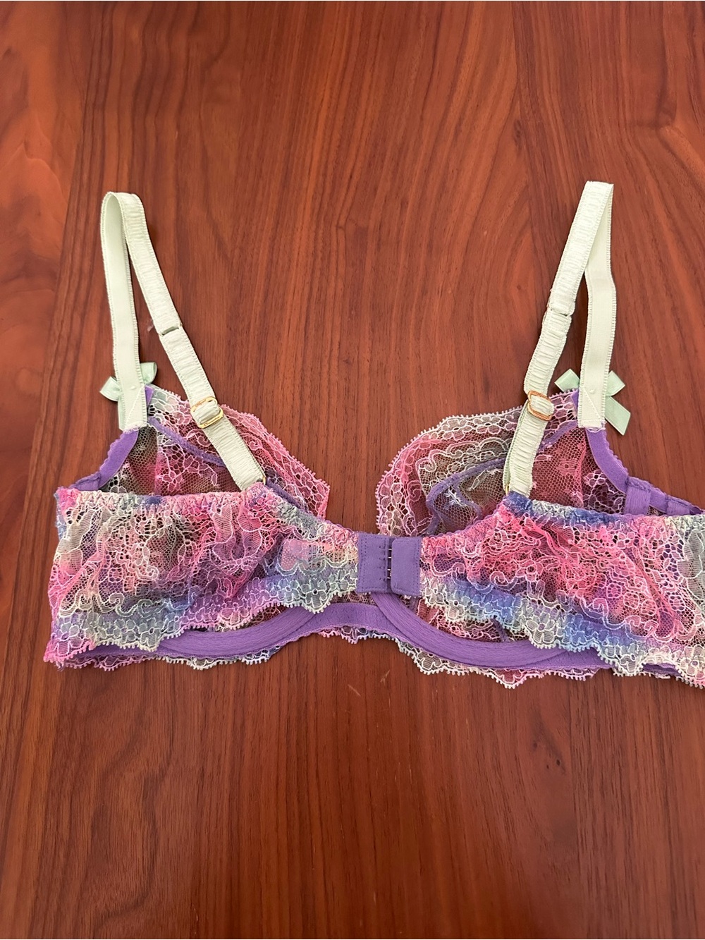 Agent Provocateur ‘Phoenix’ Collection Rainbow Pastel Lace Bra & Garter 36B/AP4 - Picture 5 of 11
